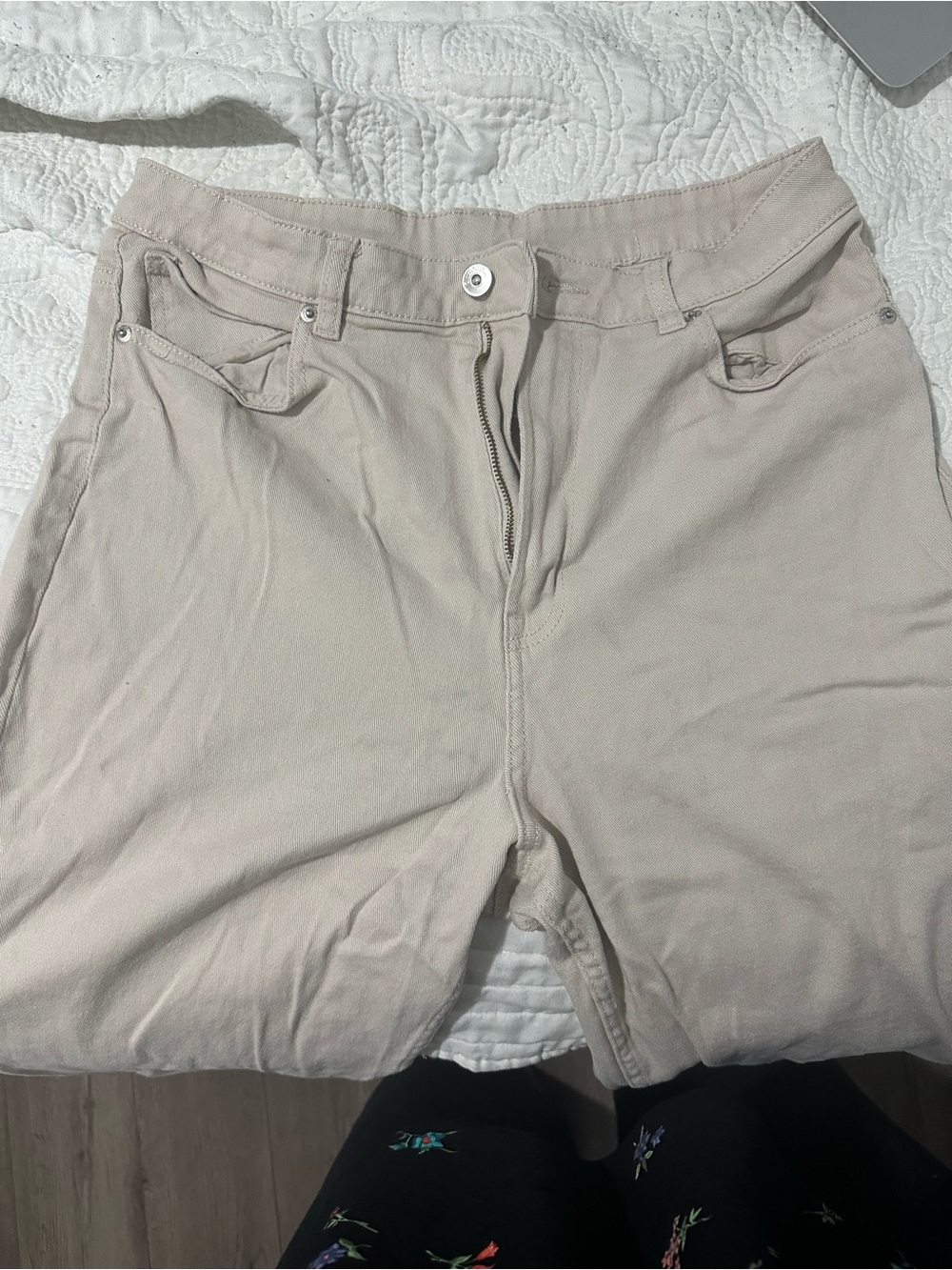 ❤️🔥H&M Beige Twill Mom Jeans